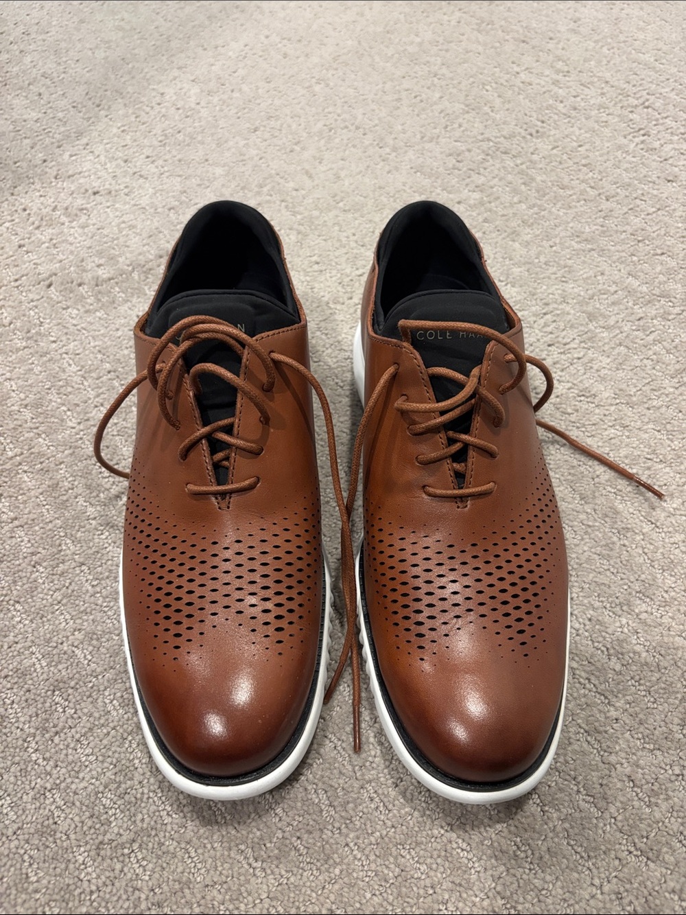 Cole Haan Men’s Brown Perforated Leather Lace-Up Oxfords